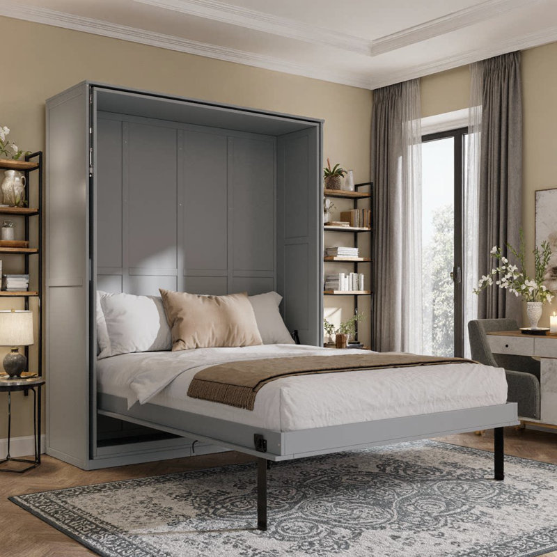 Dreamy Space-Saver: Grand lit escamotable rotatif avec rangement dissimulé - Transformez votre espace!, Gris