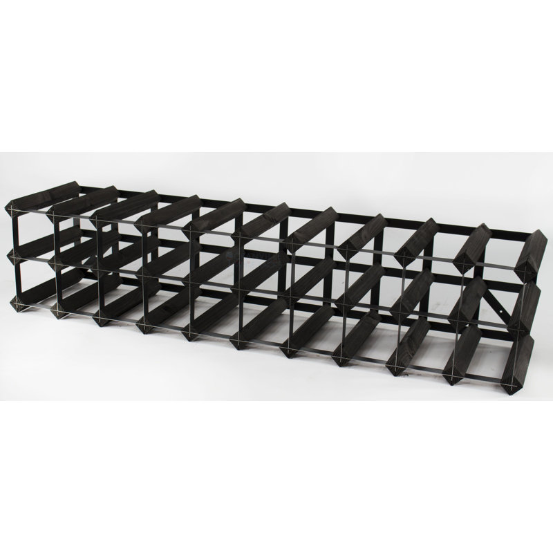 Felica 30 Bottle Floor Wine Bottle Rack, Black Stained / Black Steel