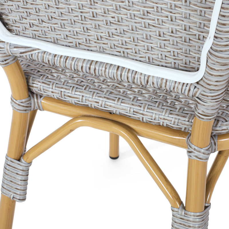 Chaises d'extérieur pour 2 personnes, gris et finition, aluminium, style français, bistro de jardin et utilisation de 2, rouille pour