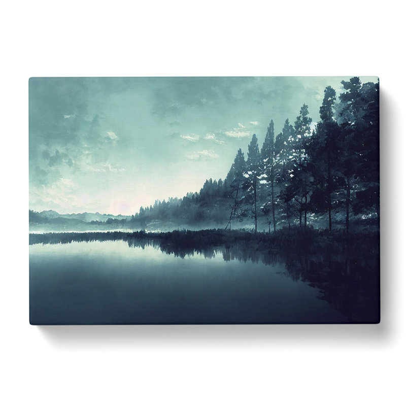 Misty Forest Lake View - Wrapped Canvas, 50cm H x 76cm W x 3cm D