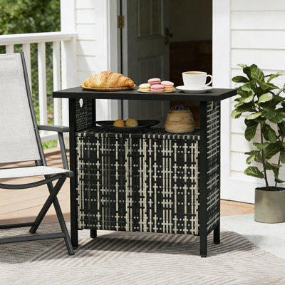 Table basse d'extérieur, organisateur d'armoire de rangement pour serviettes d'extérieur, table de bar d'extérieur