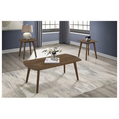 Contemporary 3-Piece Coffee Table Set with Walnut Finish - Includes 1 Cocktail Table and 2 End Tables for Living Room