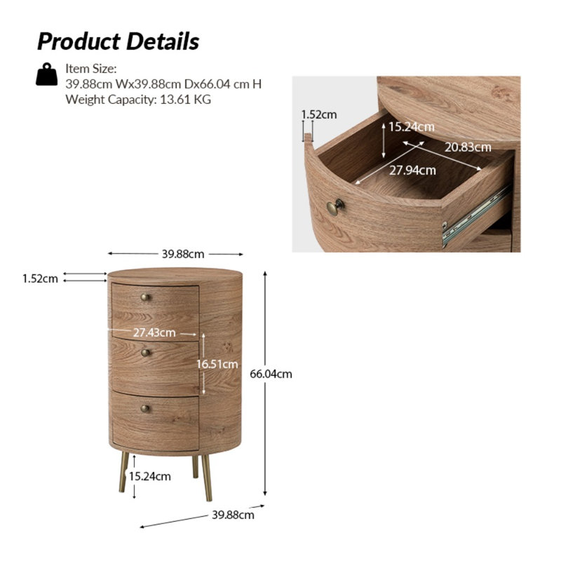 Hettick End Table, Oak Wood