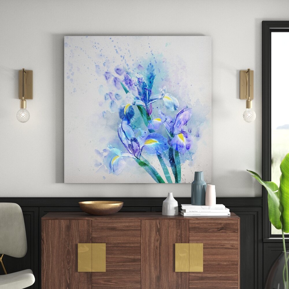 Leinwandbild Aquarell Blumen Iris