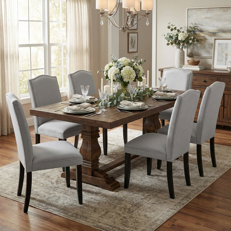Karah 19.5'' H Linen Upholstered Side Chair, Gray