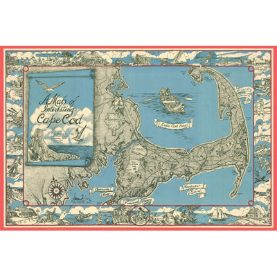 " 1945 Miller Map of Cape Cod " Graphic Art Print