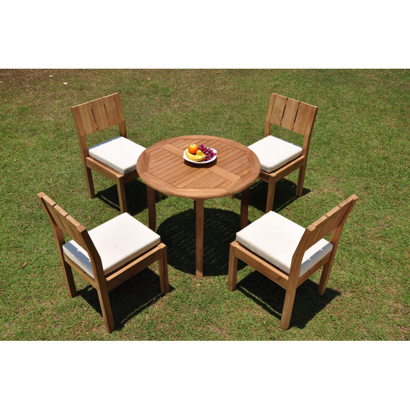 Islais Outdoor 5 - Piece Teak Dining Set, 31" H x 36" L x 36" W