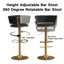 Ensemble de 4 tabourets de bar pivotants en velours rose, hauteur réglable moderne avec base en métal doré pour îlot de cuisine-755851906-762102631