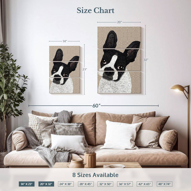 Brampt Patterned Boston Terrier, 32" H x 20" W