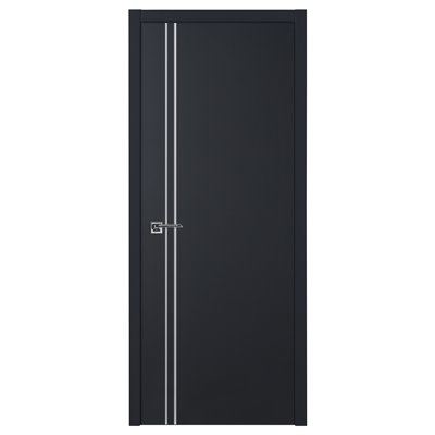 Glam G-Pro 002 Pre-Hung Soft Black Laminated Modern Interior Door 18in x 80in Left In-Swing