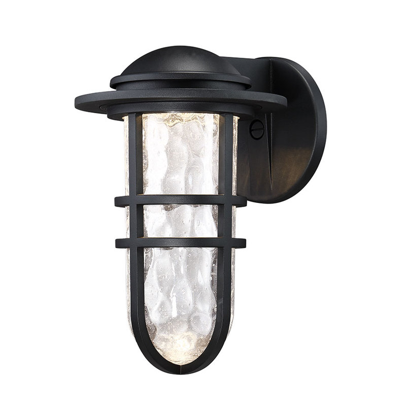 Steampunk 1 - Light LED Outdoor Wall Lantern, Black, 12.75" H x 8.25" W x 9.375" D