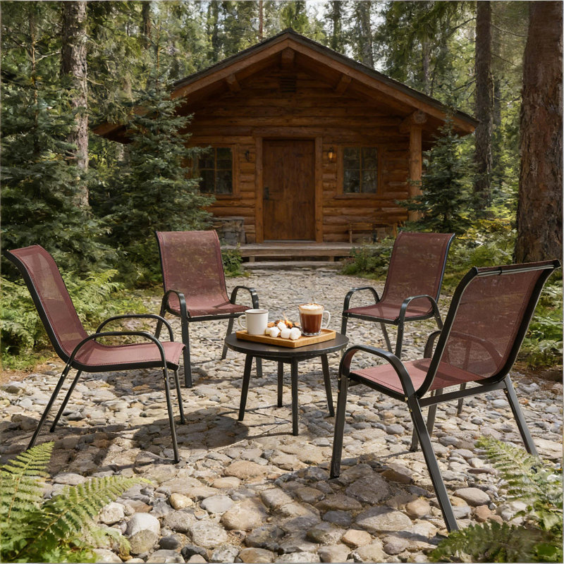 Ensemble de 4 chaises d'extérieur en maille empilables