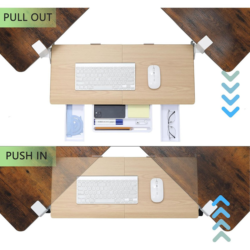 Plateau ergonomique pour clavier d'angle avec pince en C réglable à 180 ° pour bureaux en L