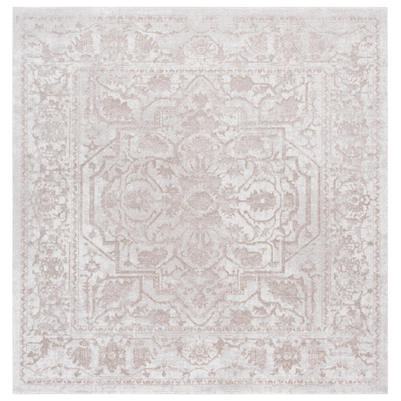 Tapis oriental crème / ivoire Calidia, Carré 8 pi