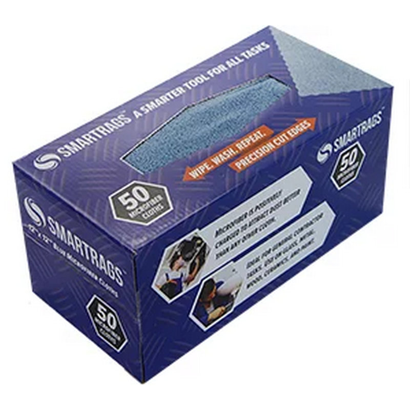 Smart Rags 12x12 Microfiber Cleaning Cloths (Box of 50), Blue