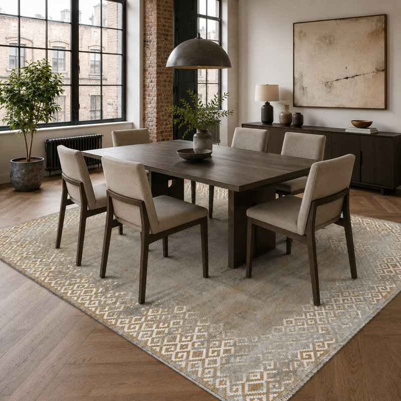 Geometric Cotton and Chenille Flatweave Area Rug, 100 x 200 cm