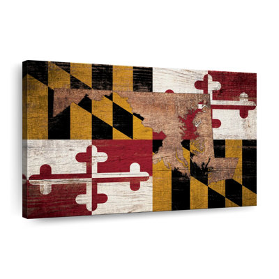 " State Map Over Maryland Flag " by Echoes Of America