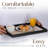 15x11in Black Wooden Tray - Rectangular with PU Leather Base for Coffee Table/Ottoman/Living Room/Kitchen