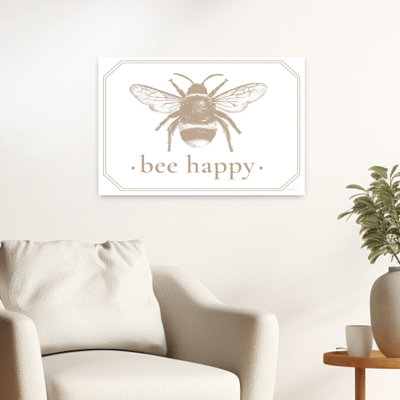 Bee Happy 1 Piece Wrapped Canvas Wall Art