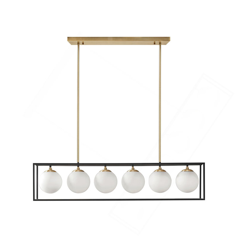 Lustre linéaire en verre givré 6 lumières