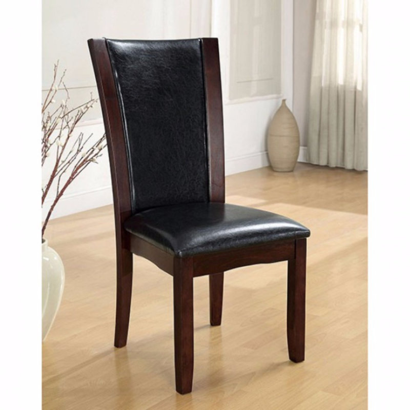 Gurmukh Upholstered Solid Wood Side Chair, Black, Dark Cherry