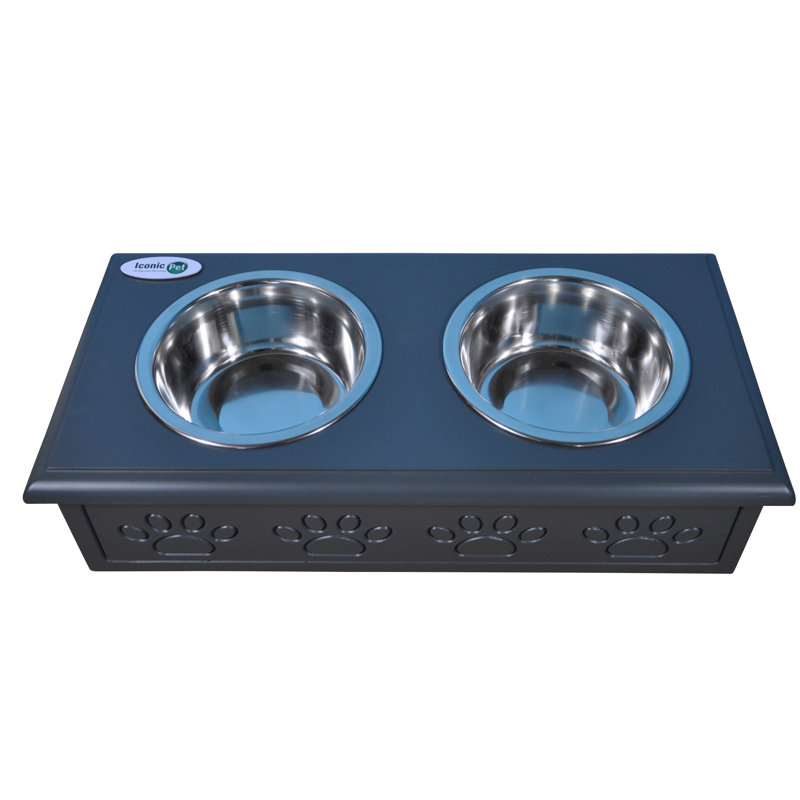 Sassy Paws Anti-Skid Elevated Feeder, Charcoal Gray