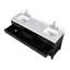 Meuble-lavabo double en chêne noir 72 po X P 22 po D, dessus en marbre de Carrare et ensemble de robinet-117984873
