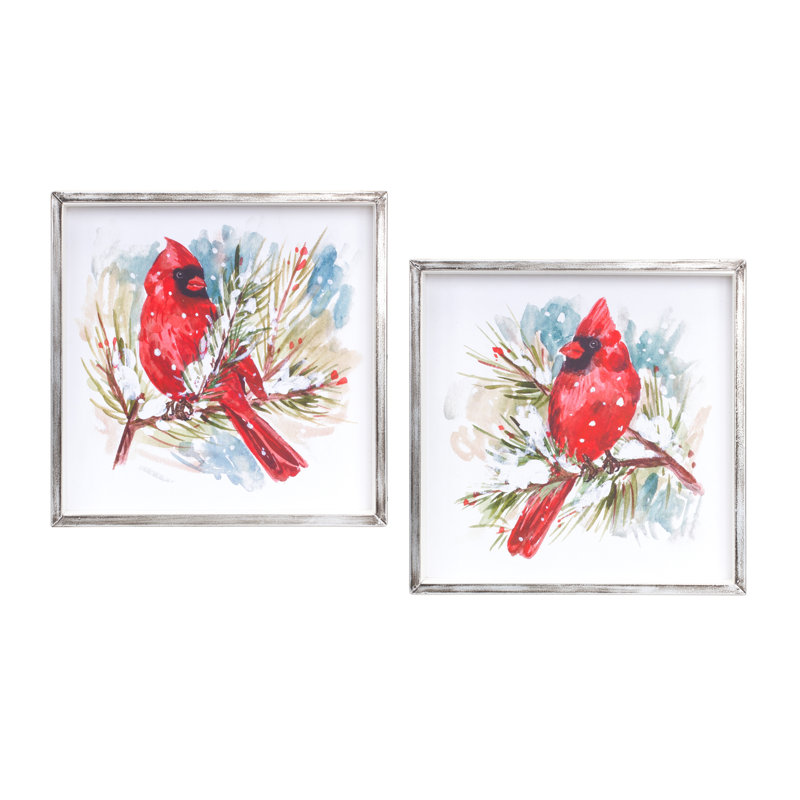 Ensemble de 2 cadres en cardinal et pin MDF