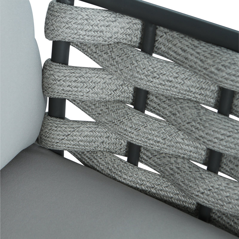 Causeuse et table en acier, gris, Noir/gris, Blanc