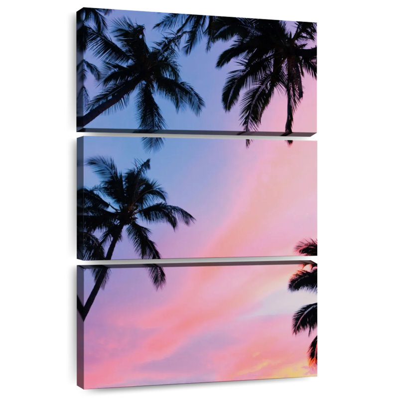 Coucher de soleil coloré au-dessus de palmiers Harnek, H 57 po x l 36 po