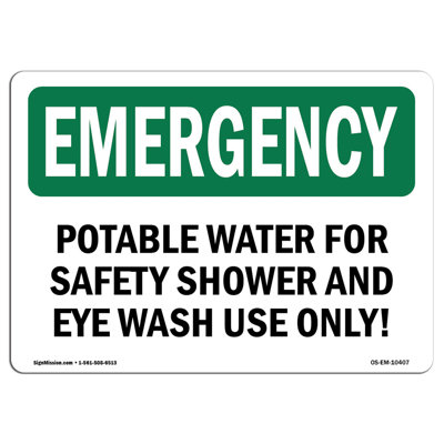 Potable Water for Safety Shower and Eye Emergency Sign