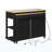 47 Inch Kitchen Island With Extendable Dining Table, Rubber Wood Veneer Kitchen Table With Internal Storage Rack, Power Outlet, Kitchen Island With Storage 2 Drawers 2 Cabinet, Black-1913154106