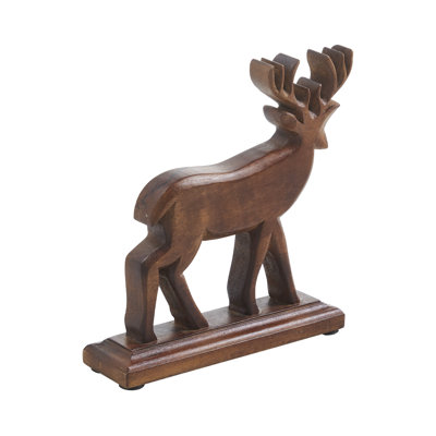 Cerf en bois foncé forêt 9 x 8 x 2,3