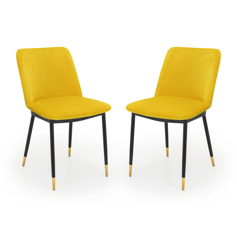 Gerson 127cm H Velvet Upholstered Side Chair in Blue, Mustard