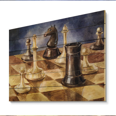 Jeu d'échecs - impression traditionnelle sur bois