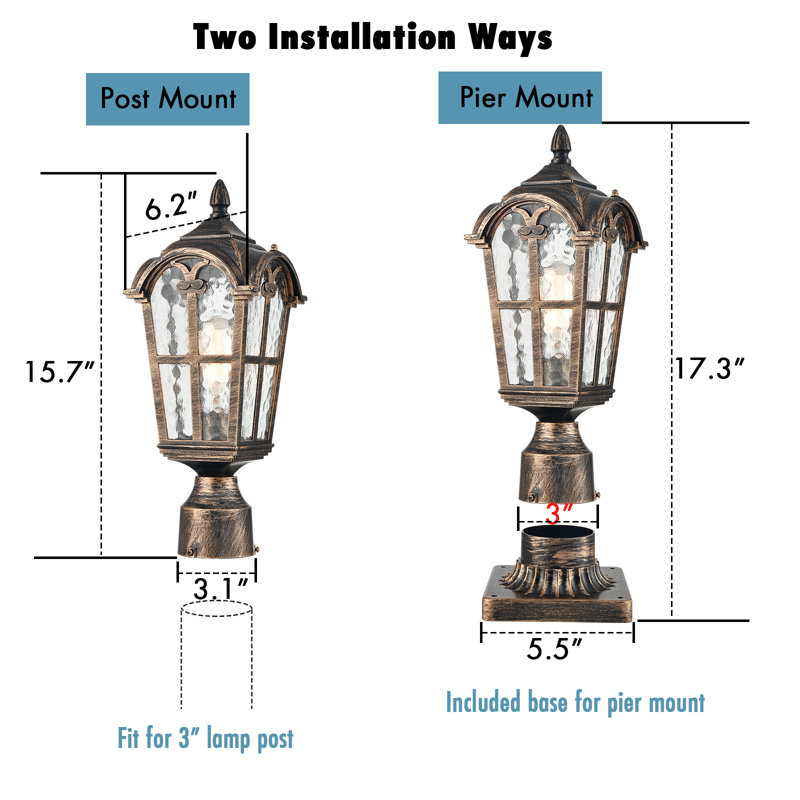 Daion Water Lamp Post (Full), Antique Brass