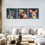 "Dog Alerte Dogs", ensemble de 3 reproductions de couleurs abstraites sur toile par Jude A-93060229
