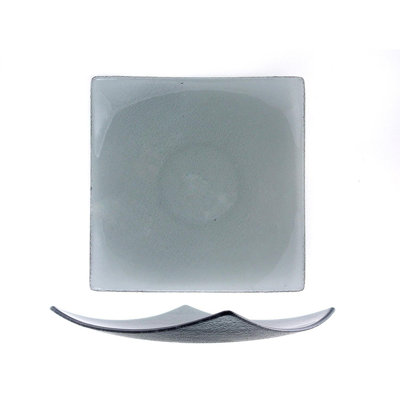 Ensemble de 2 assiettes carrées en verre gris anthracite 7,75 "x 7,75"