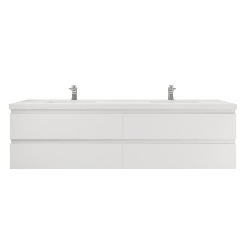Amahia Double Bathroom Vanity with Acrylic Top, Hight Gloss White