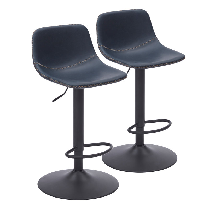 Tabourets pivotants à hauteur réglable, Noir, Bleu