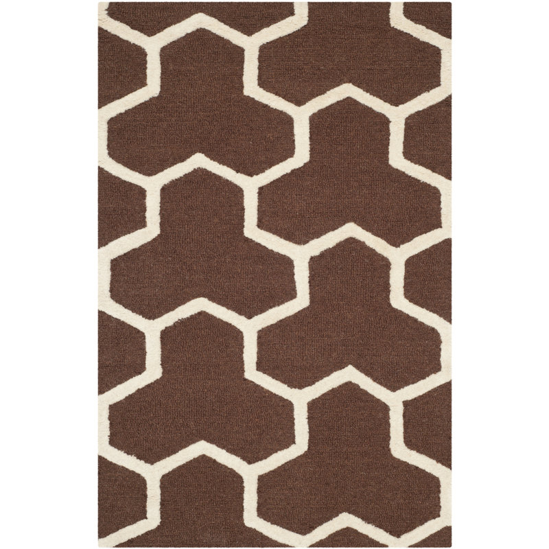 Deedgra Hand Tufted Wool Geometric Rug, Rectangle 2'6" x 4'