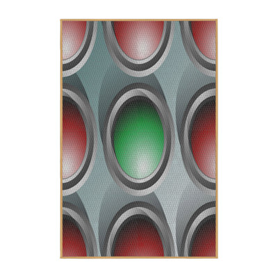 Tapis à motifs vert / gris / rouge