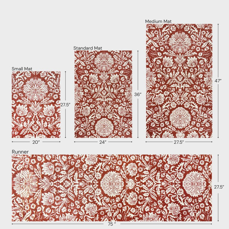 Tapis de couloir une pièce, L 75 po x L 28 po, Orange; brun clair