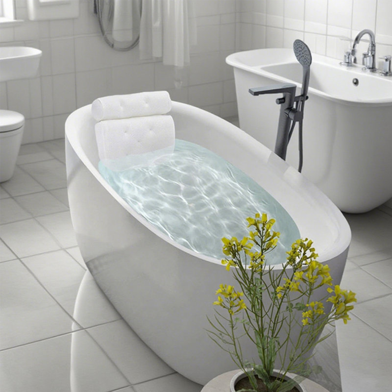 Coussin de baignoire à séchage rapide pour le cou, les épaules et le dos - blanc