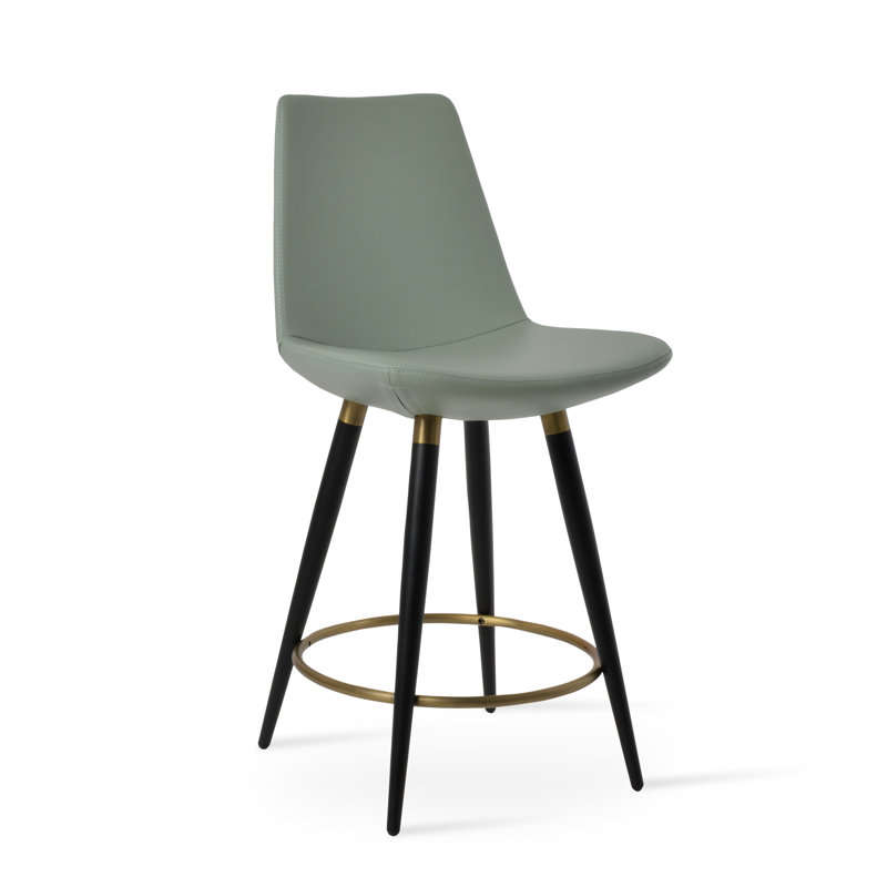 Tabouret de bar et de comptoir Eiffel Ana, Tabouret de comptoir (siège d'une hauteur de 24 p, Noir, Argent