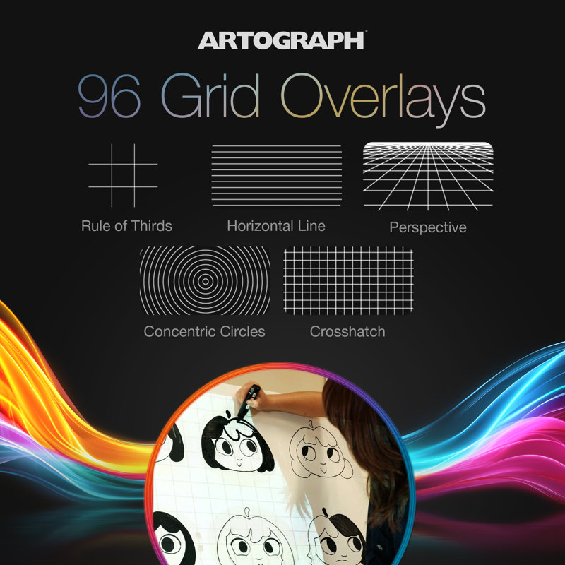 Artograph Smart LED Art Projector, Auto Focus Grids & Remote, Inspire 1500, Grey