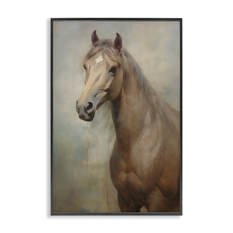 Art à estampe numérique, cheval brun clair par Petal Prints Design, Giclée encadrée noir minuit, H 18 po x l 12 po