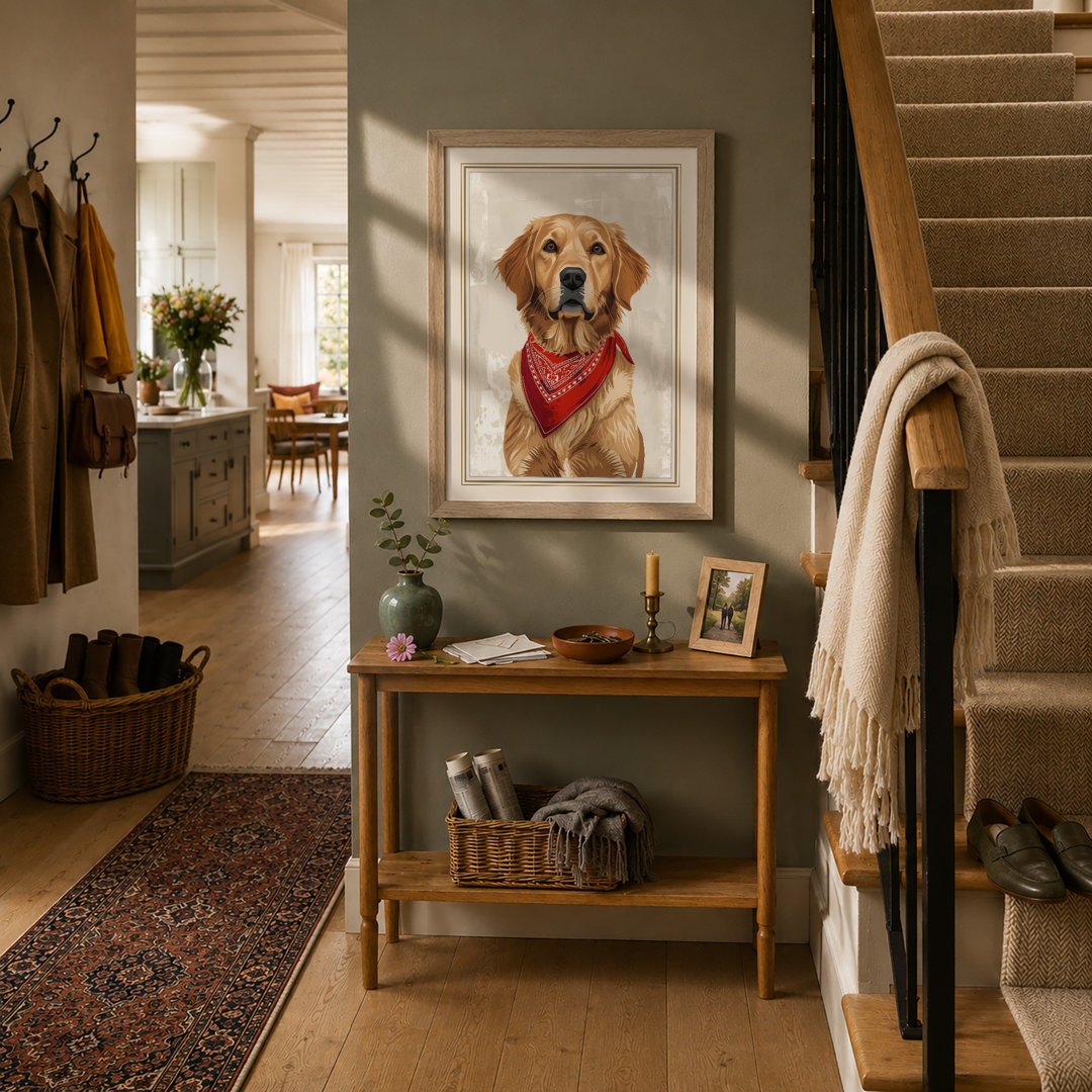 Golden Retriever Portrait Modern - Framed Print
