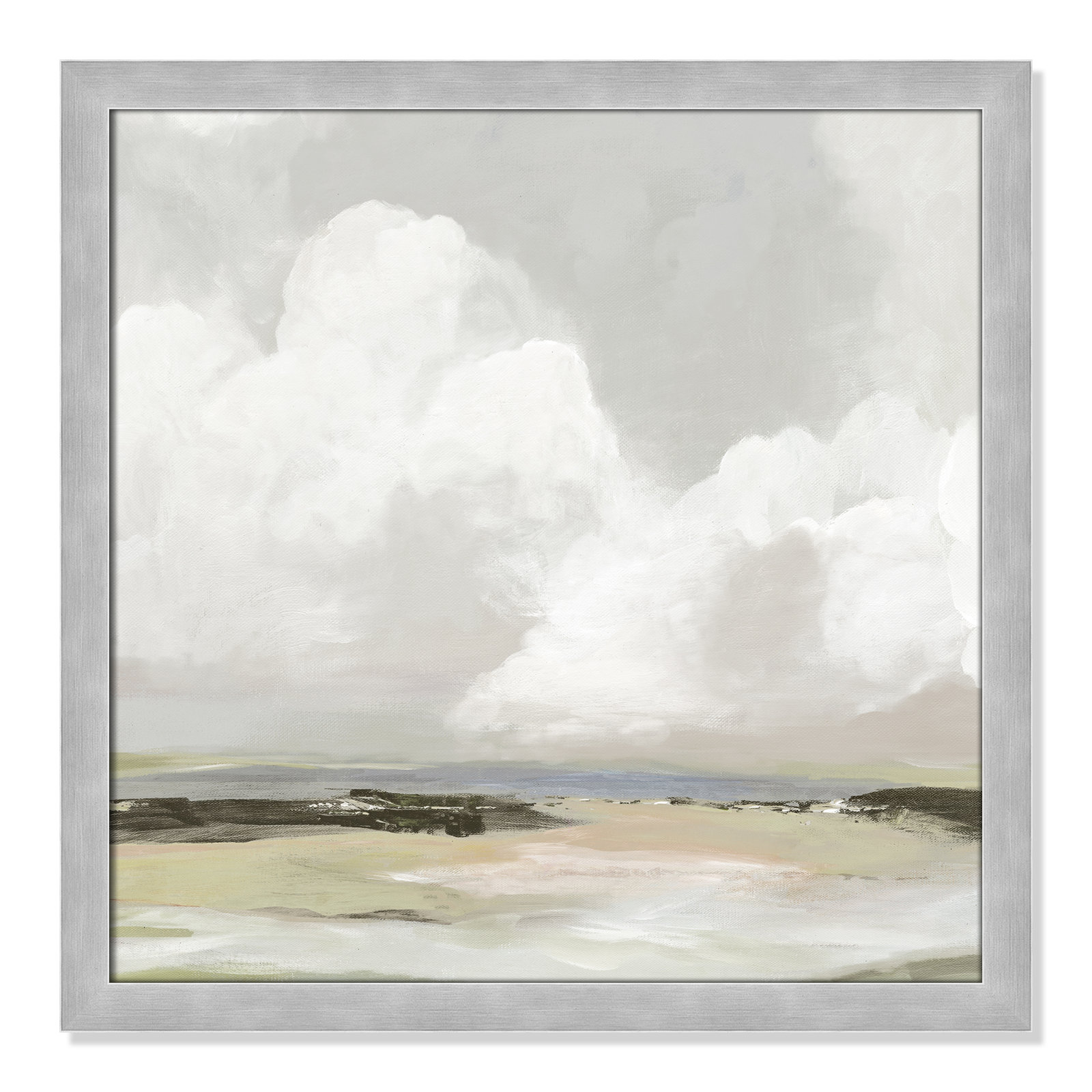 Weatherhill "Soft Clouds" Painting, 24.5" H x 24.5" W x 1.12" D, Matte Silver Framed
