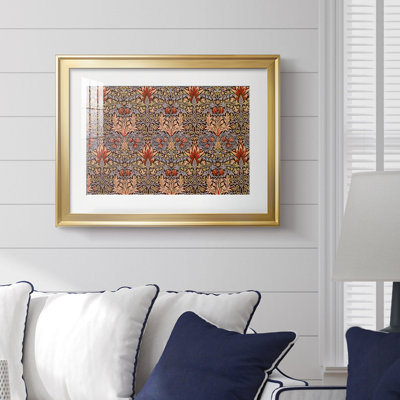 Symmetrical Floral Pattern (Duplicate of WLM58.jpg)-William Morris-Framed Print with Mat and glass-c. 1876